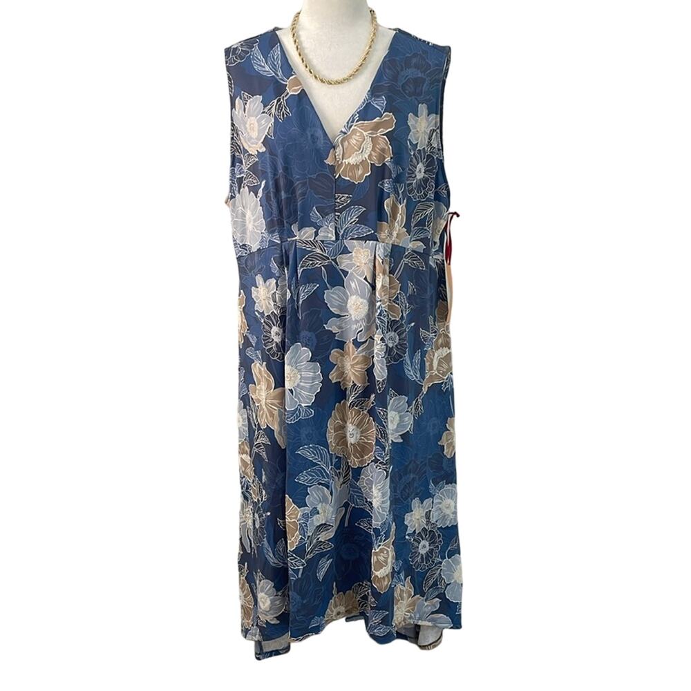 NWT Ruby Rd. Sleeveless High-Low Hem Floral Print Flowy Dress Plus Size 2X